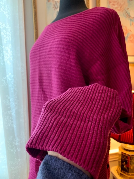 Rachel Zoe Sweaters - Rachel Zoe Magenta Off-the-Shoulder Hi Low Pullover Sweater
